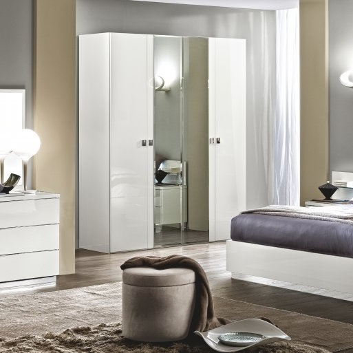 Onda Night modern olasz fehér magasfényű 4 ajtós ruhásszekrény
